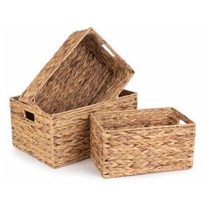Threshold Woven Dark Storage Basket Bin Cube Rattan Brown